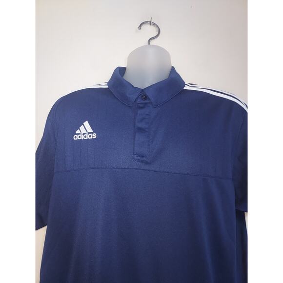 Adidas Men's Polo Climalite Athletic Lightweight Casual Shirt Blue White - Picture 2 of 11